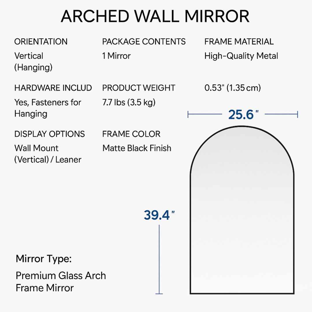 Black Arch Wall Mirror