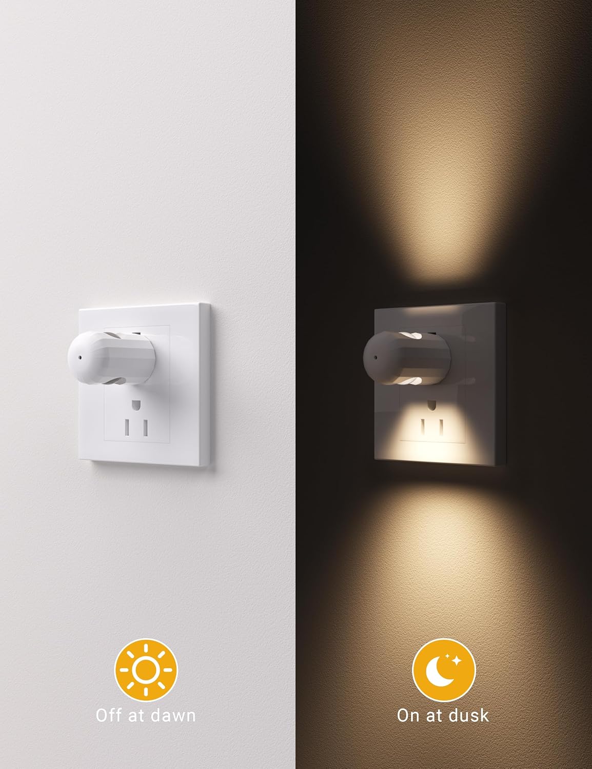 Plug-In LED Night Lights - Warm 2700K with Auto Sensor